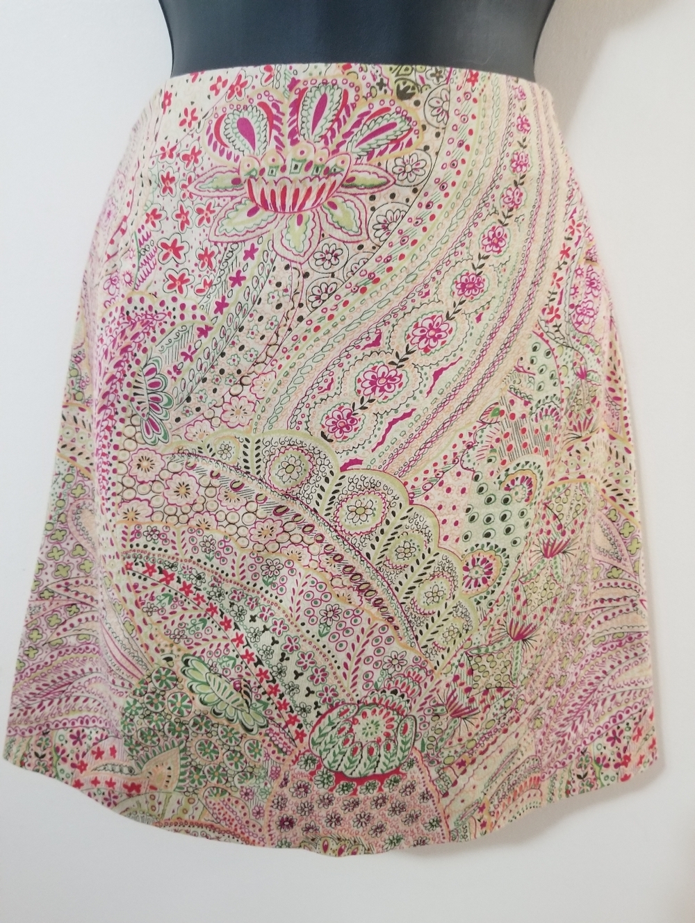 Geoffrey Beene Sport Paisley Mini Skirt Pink Green Preppy Golf